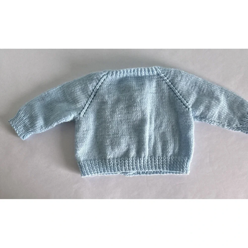 Baby Knit Sweater Handmade Blue Details baby photos 6-9 month baptism shower gif